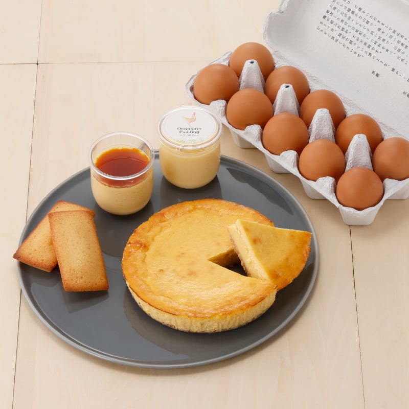 人気のぷりんや大江ノ郷フロマ－ジュ、フィナンシェに新鮮な天美卵を詰め合わせ。